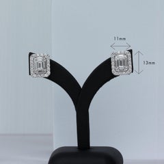 Pie-Cut Diamond Studs with Diamond Halo in 18k White Gold
