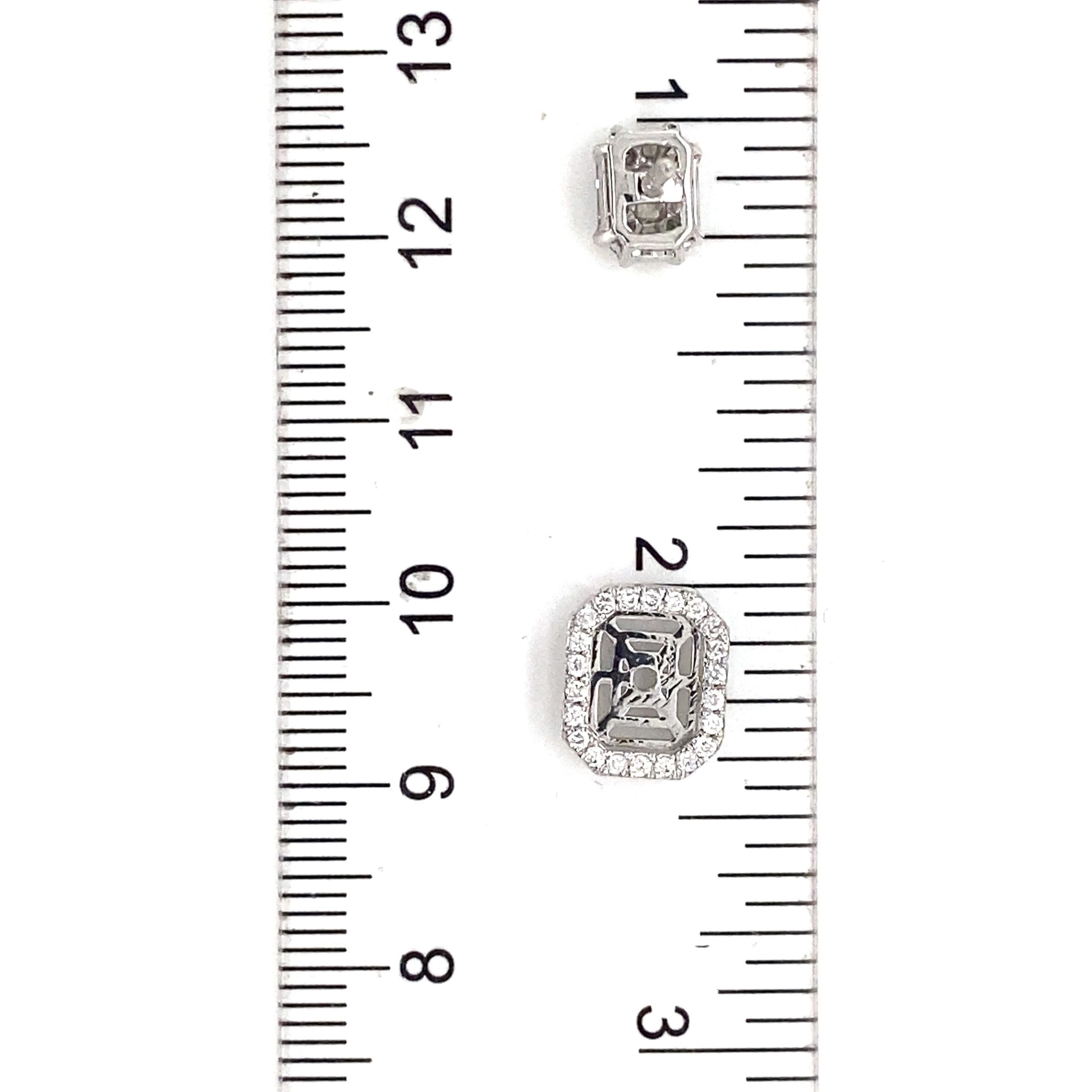 Pie Cut Emerald Diamond 14K White Gold Earring and Jacket For Sale 2