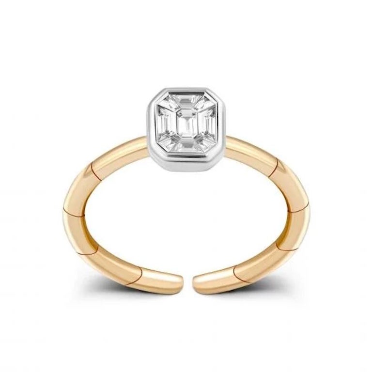 Pie Cut Emerald Shape Diamond Yellow Gold Exclusive Ring for Her