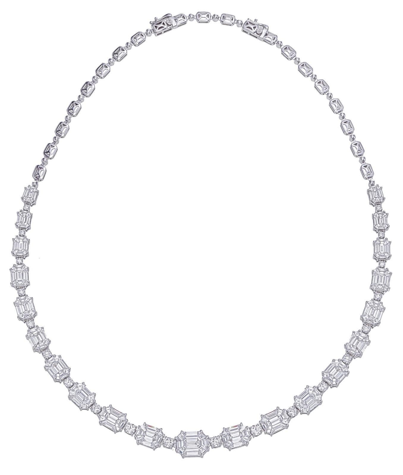 Artisan Elegant Pie cut diamond Necklace -Luxurious High jewelry statement For Sale