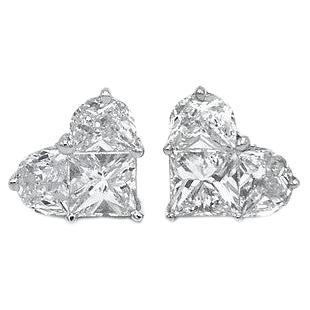 Pie-Cut Heart Diamond Prong Set Classic Stud Earring For Sale