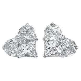 Diamore Orecchini Donna A Cuore In Argento 925 Con Diamanti Taglio Xilion