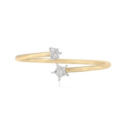 Pulsera elegante de oro de 14k con colgante de diamante natural en forma de corazón y estrella, con corte en forma de porción de tarta