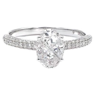 Pie-Cut Oval Diamond Prong Set Micro Pave Diamond Band Ring For Sale