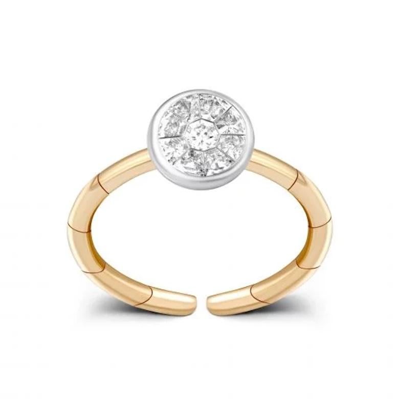 Pie Cut Round Shape Diamond Gelbgold Exklusiver Ring für Sie Damen im Angebot