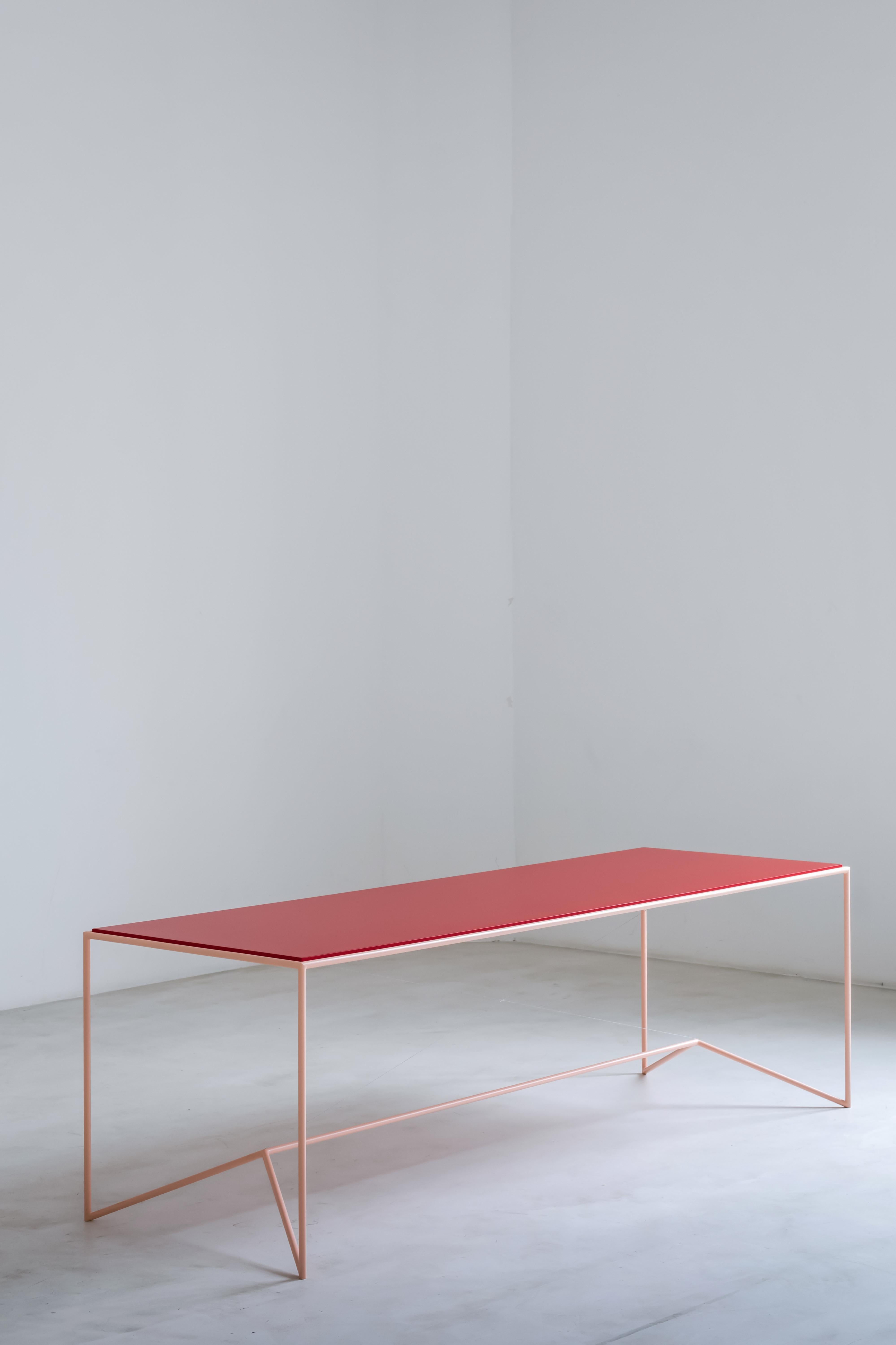 Belgian Piece Large Pink and Red Table by Maria Scarpulla