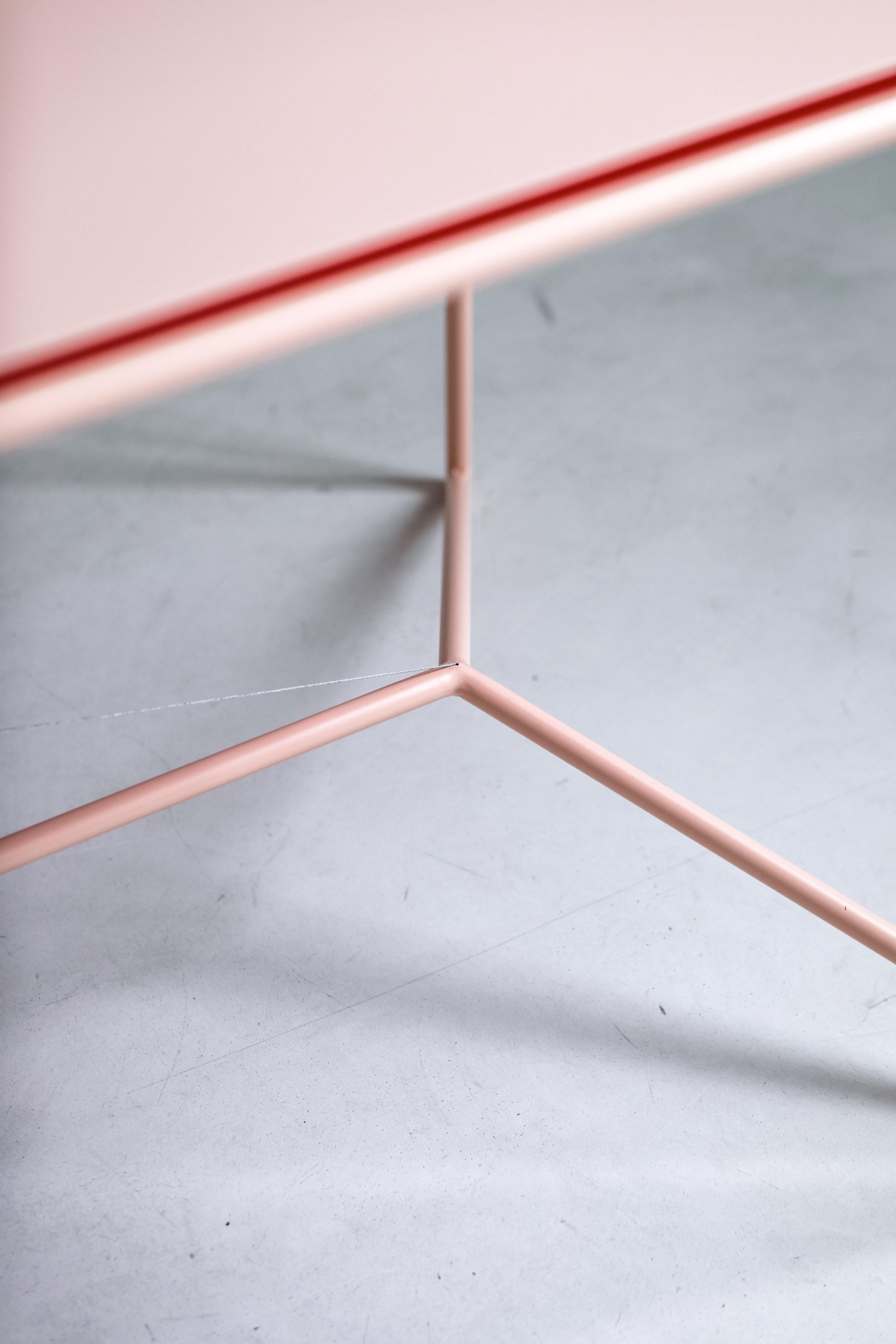 Steel Piece Large Pink and Red Table by Maria Scarpulla