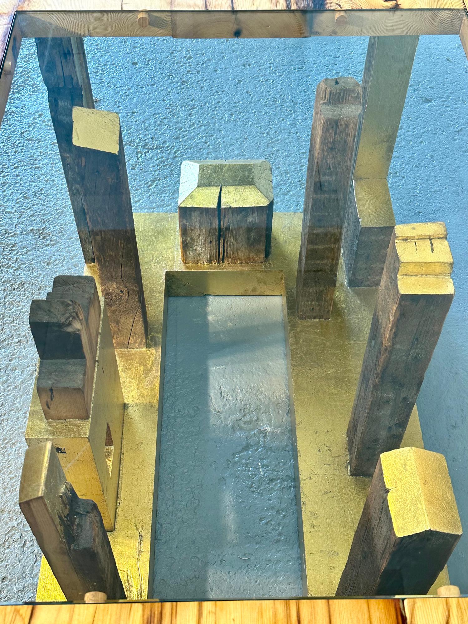 American Piece of New York Dining Table in Reclaimed Wood, Handcrafted by Rafael Calvo For Sale