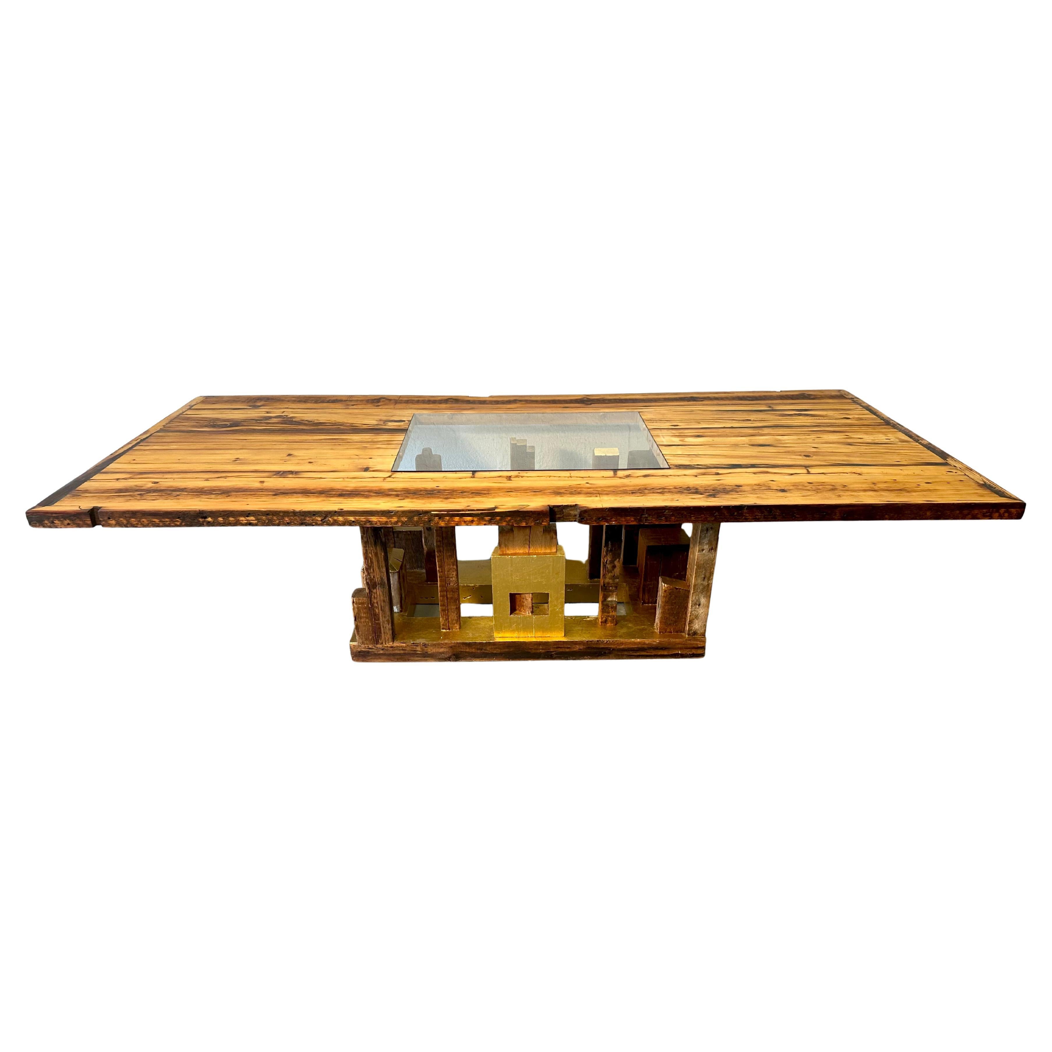 Piece of New York Table à manger en Wood Wood récupéré, fait à la main par Rafael Calvo