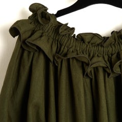 Piece of White Robe Lin FR36 a 40 Ruffled Khaki Linen Dress Taille S à L