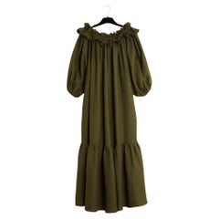 Piece of White Robe Lin FR36 a 40 Ruffled Khaki Linen Dress Taille S à L