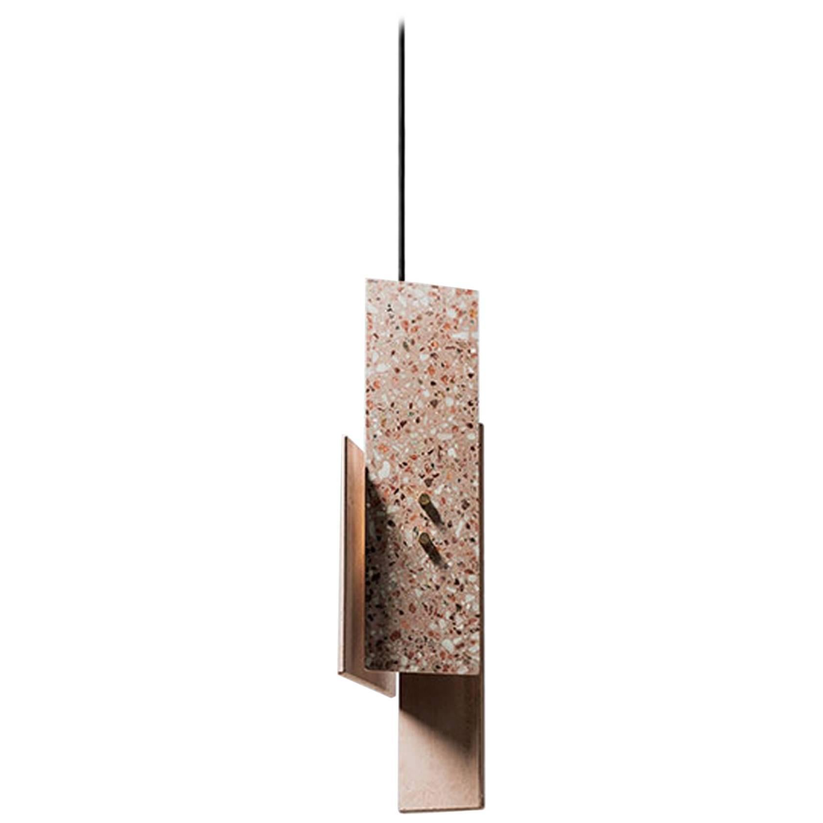 'Piece' Pendant Lamp, Red Terrazzo For Sale