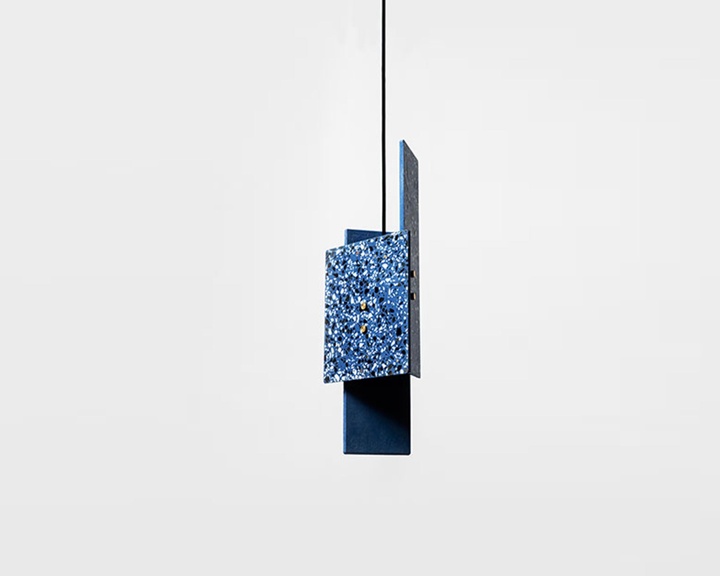 Industrial 'Piece' Pendant Lamp, Terrazzo ‘Black, White, Red, Blue’ For Sale