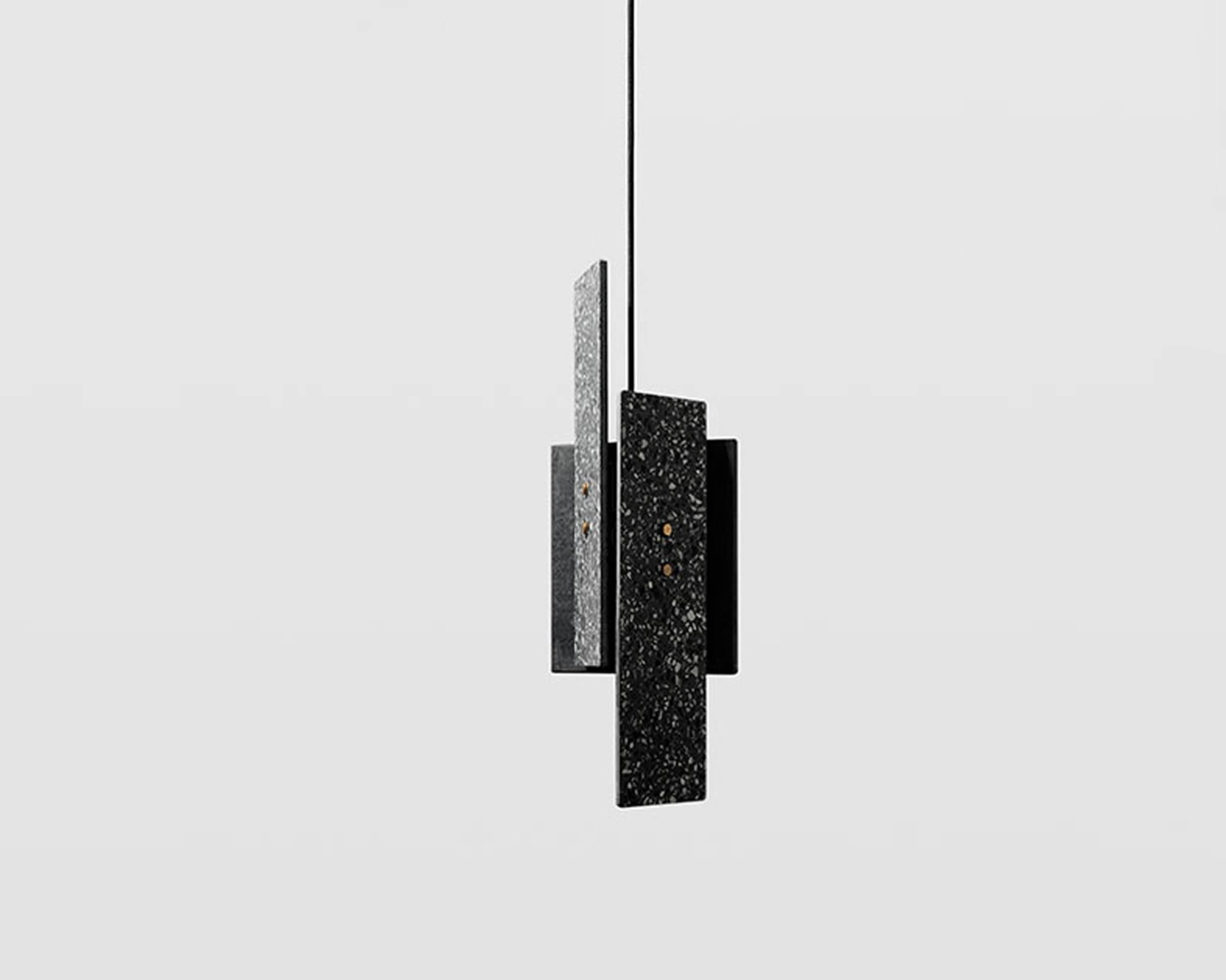 'Piece' Pendant Lamp, Terrazzo ‘Black, White, Red, Blue’ In New Condition For Sale In Paris, FR