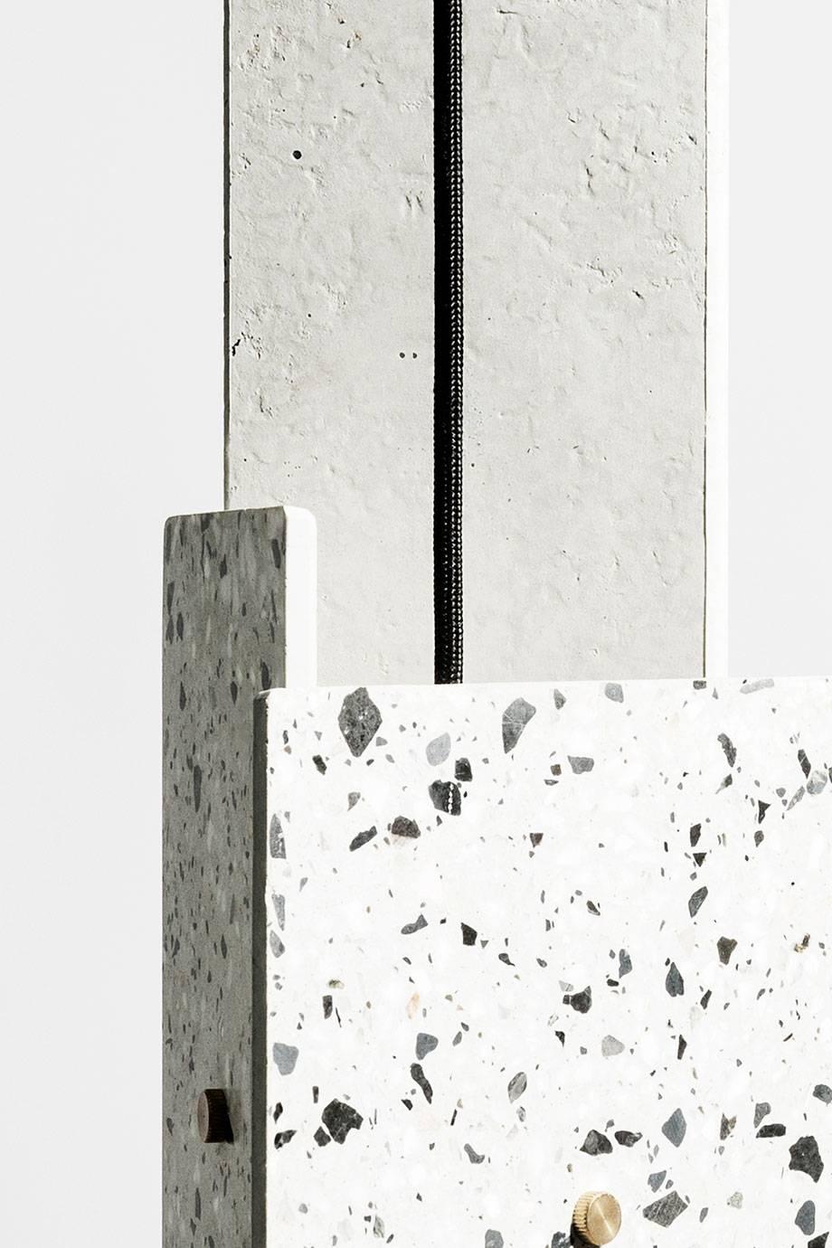 'Piece' Pendant Lamp, White or Black Terrazzo In New Condition For Sale In Paris, FR