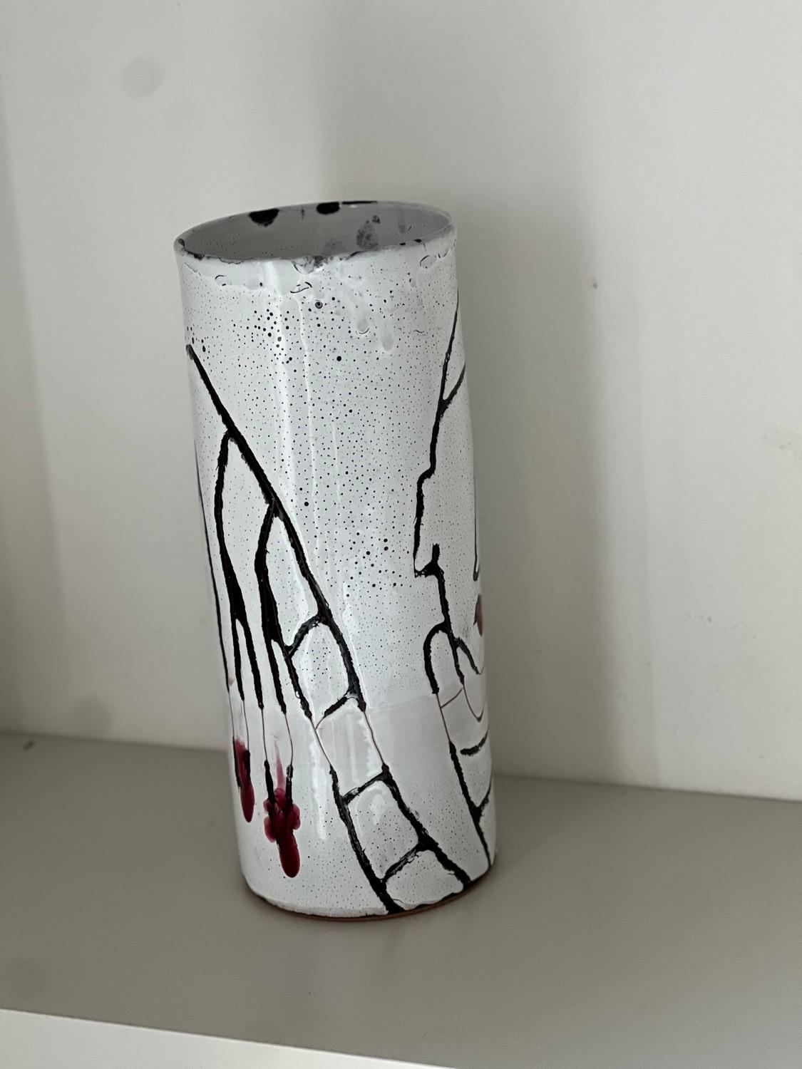 Pieza Jarrón de cerámica único, pintado a mano por Antonio Marras, coleccionable italiano Pintado a mano en venta