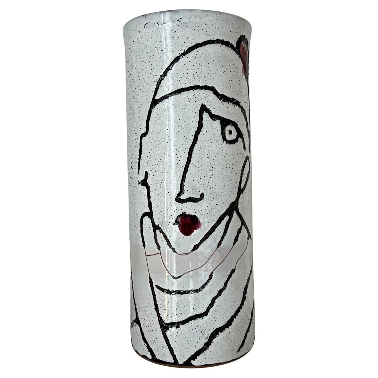 Pieza Jarrón de cerámica único, pintado a mano por Antonio Marras, coleccionable italiano en venta