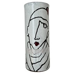 Pieza Jarrón de cerámica único, pintado a mano por Antonio Marras, coleccionable italiano