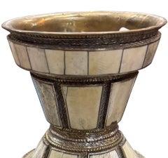 Pieced Bone And Silver Vase, Morocco, 19th Century