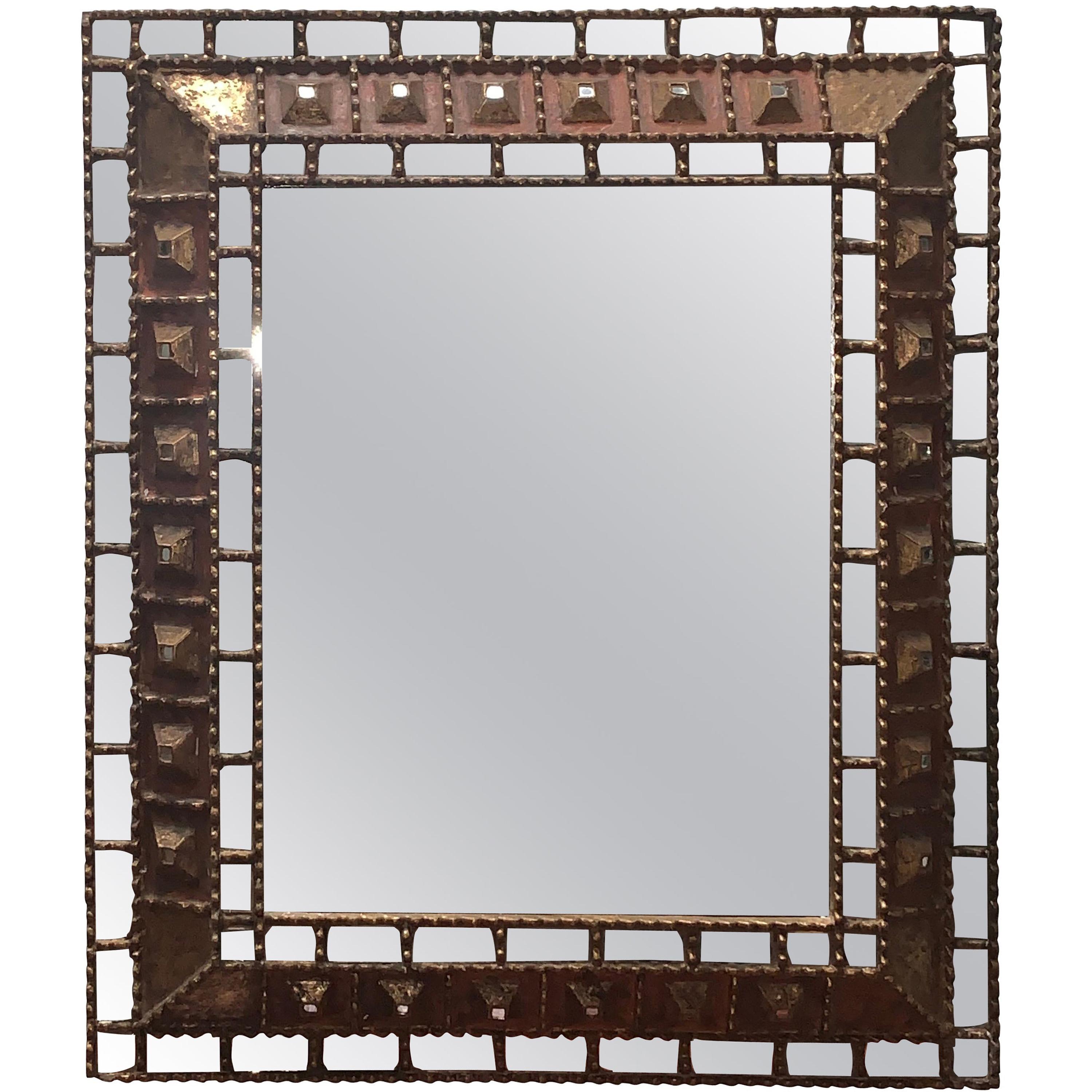 Pieced Inset Mirrors on Gold Gilt Framed Mirror, Spain, 1950s
