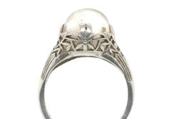 Pieces of Opal Gemstone Cocktail Crystal Ball Ring 18K White Gold Vintage Style