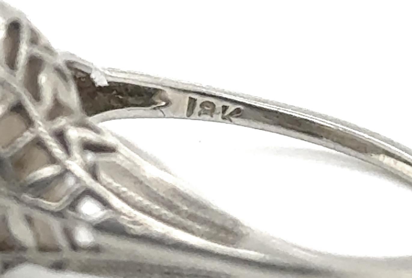 Uncut Pieces of Opal Gemstone Cocktail Crystal Ball Ring 18K White Gold Vintage Style For Sale