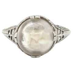 Pezzi di Opal Gemstone Cocktail Crystal Ball Ring in oro bianco 18 carati stile vintage
