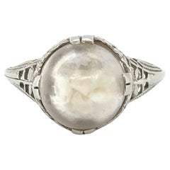 vintage crystal ball ring Pieces of Opal Gemstone Cocktail Crystal Ball Ring 18K White Gold Vintage Style