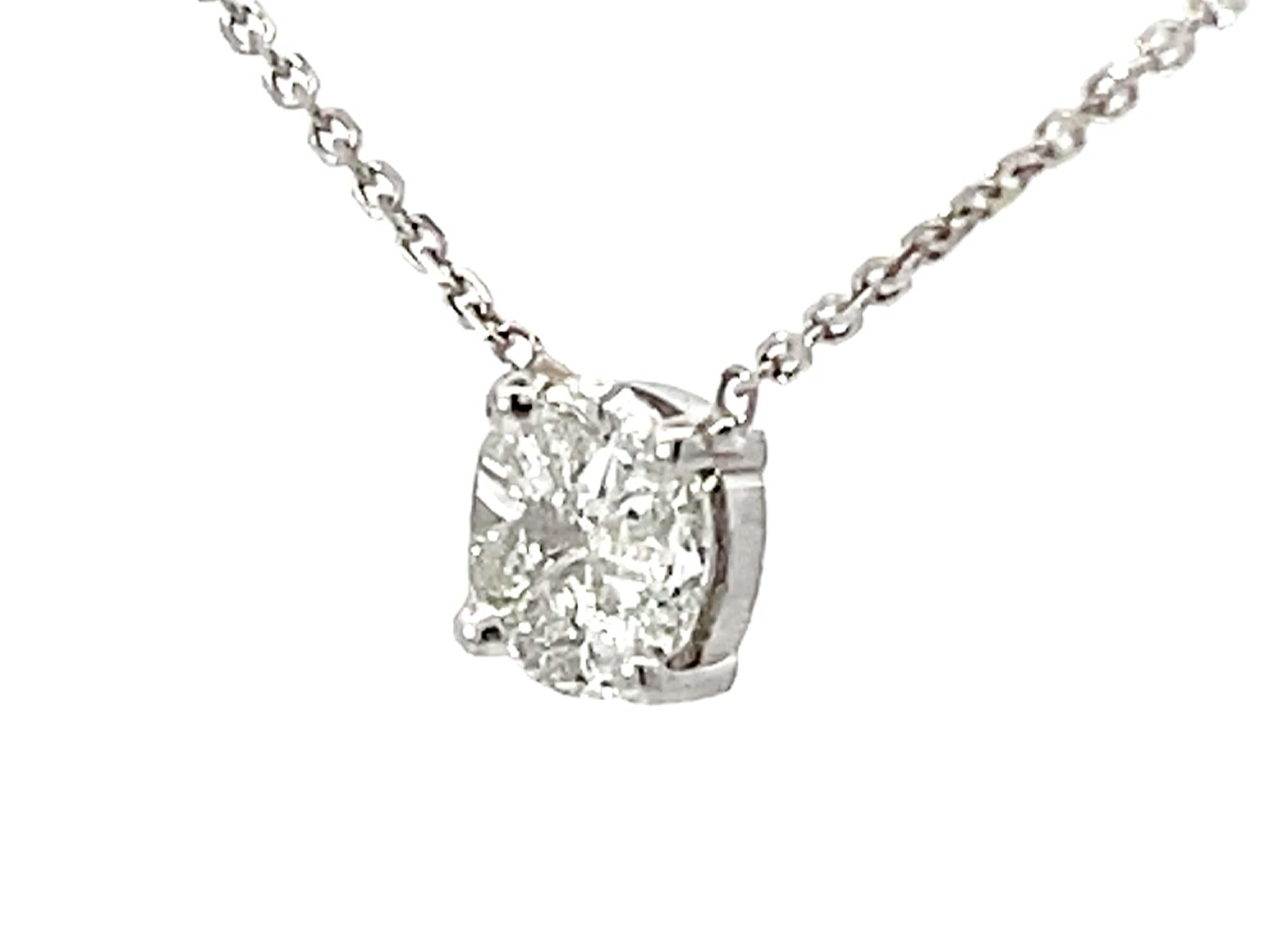 Brilliant Cut Piecut Diamond Necklace Solid 18k White Gold For Sale