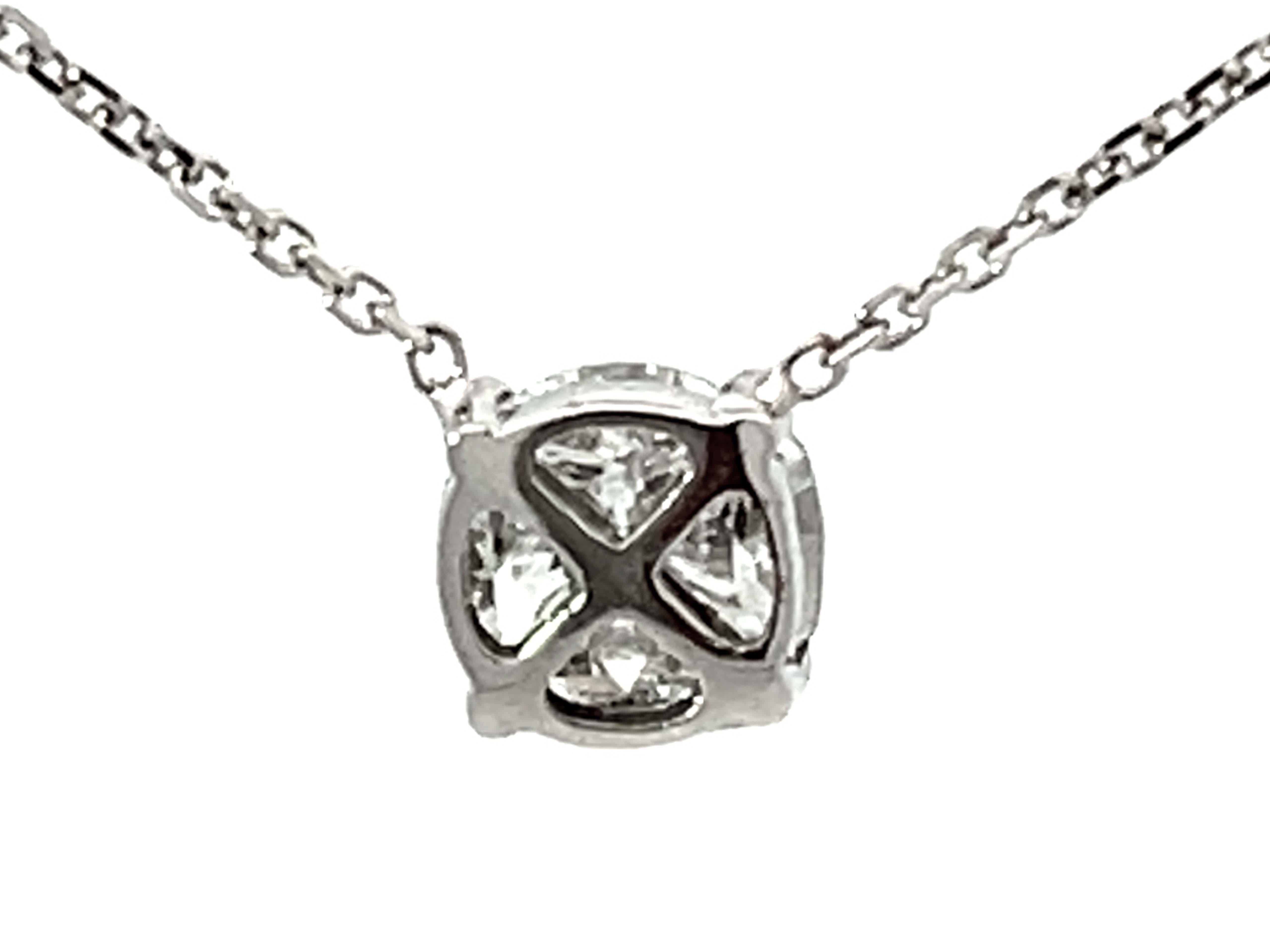 Piecut Diamond Necklace Solid 18k White Gold For Sale 1