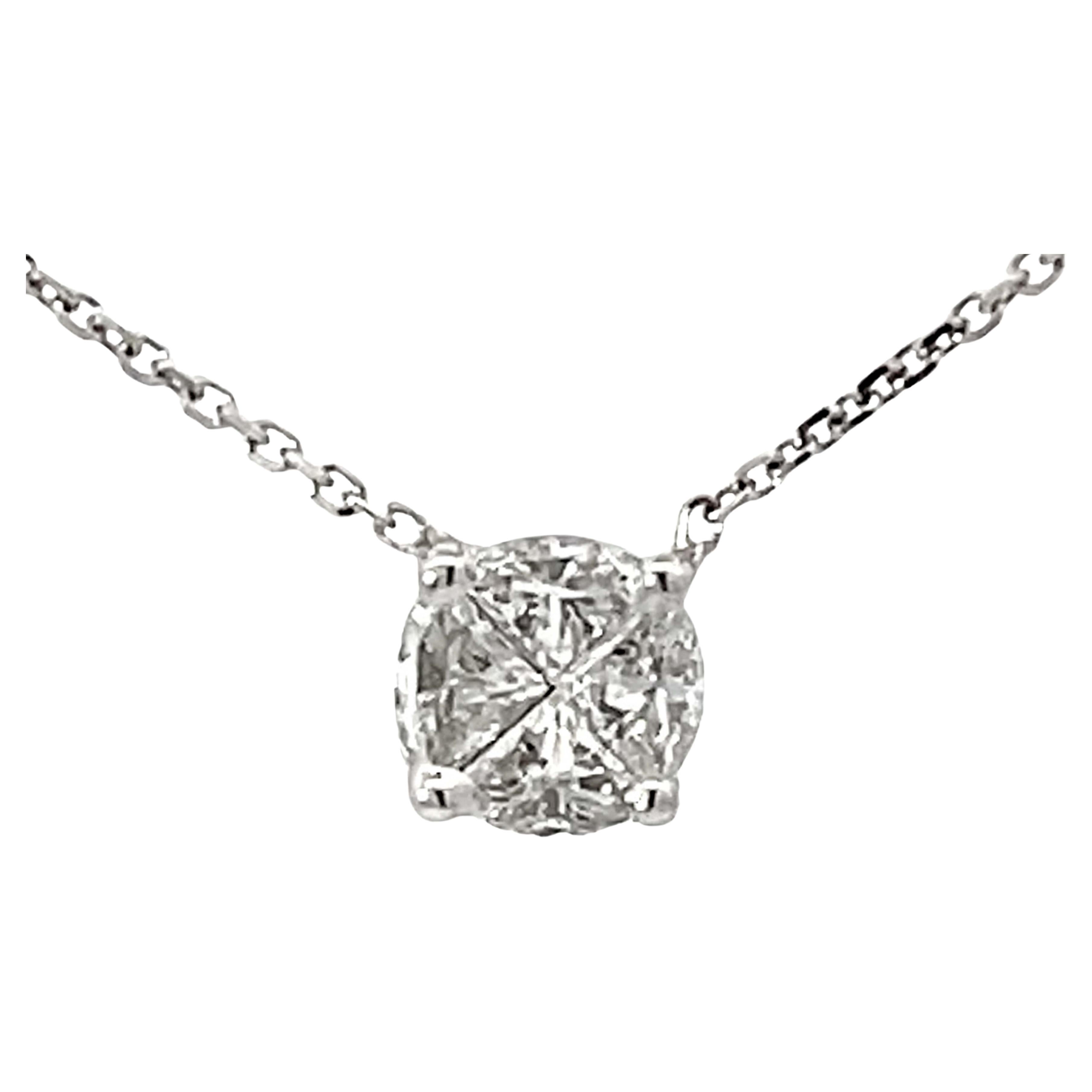 Piecut Diamond Necklace Solid 18k White Gold