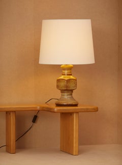 Pied de lampe en céramique en forme d'écrou vintage circa 1970