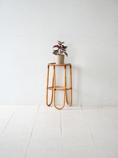 Vintage bamboo pedestal with glass top