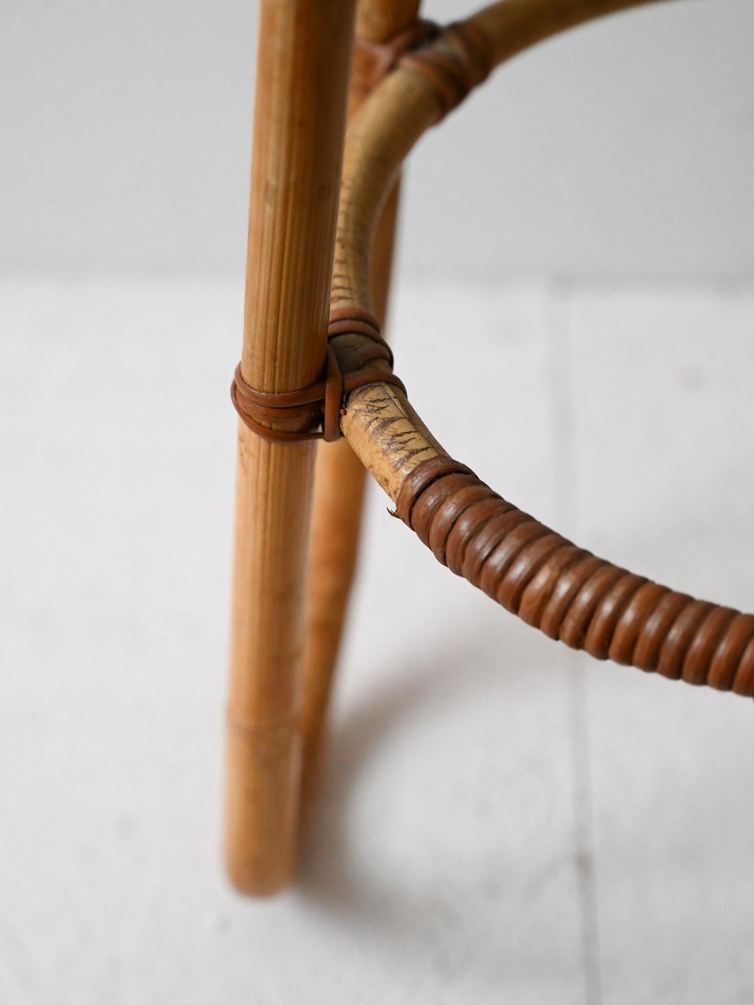 Vintage-Bambussockel mit Glasplatte im Zustand „Gut“ im Angebot in Brescia, IT