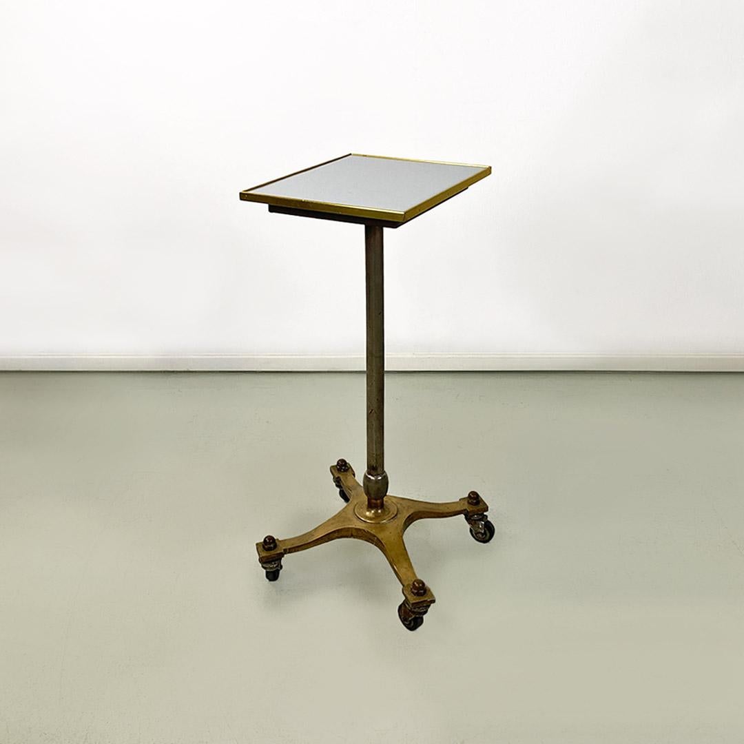 Mid-Century Modern Italian modern antique brass and formica pedestal or side table, ca. 1950. For Sale