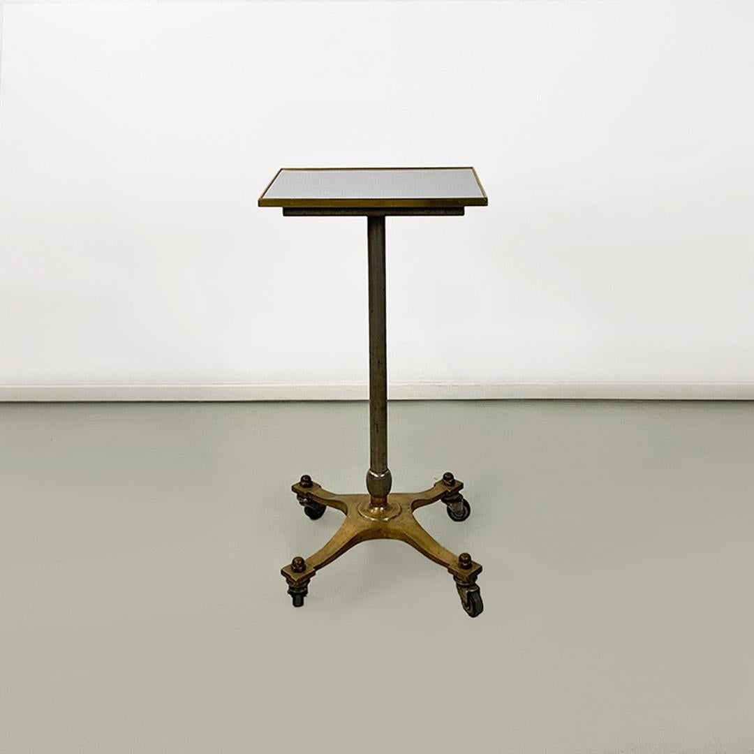 Mid-20th Century Italian modern antique brass and formica pedestal or side table, ca. 1950. For Sale