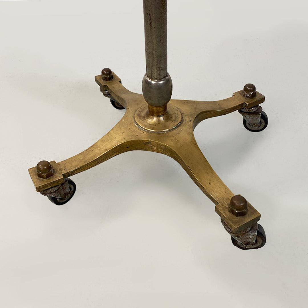 Brass Italian modern antique brass and formica pedestal or side table, ca. 1950. For Sale