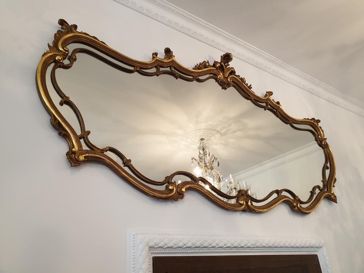 Italian Piedmont Baroque Style Gold Leaf Hand Gilded Mirror