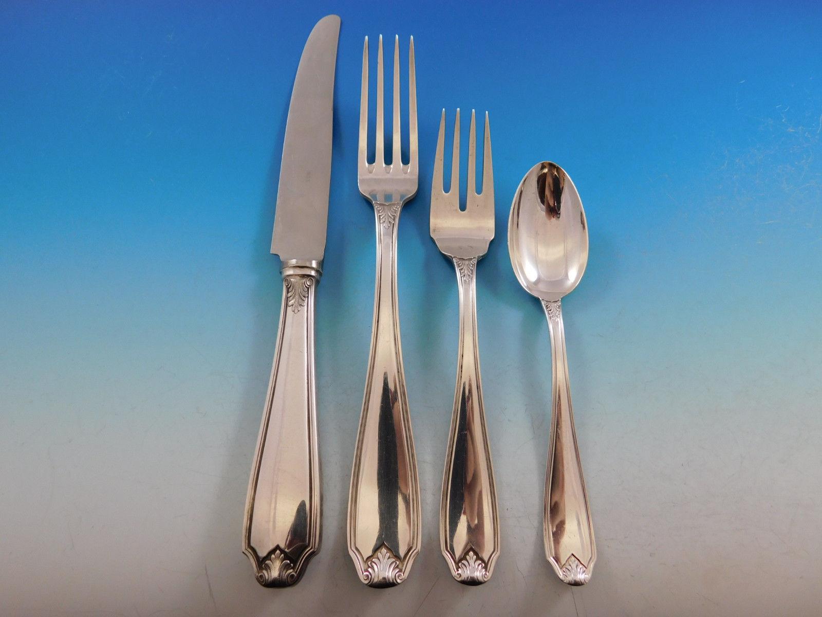 Piedmont by Buccellati Italy Silverplated Flatware Set Service 24 Pcs Dinner In Good Condition In Big Bend, WI