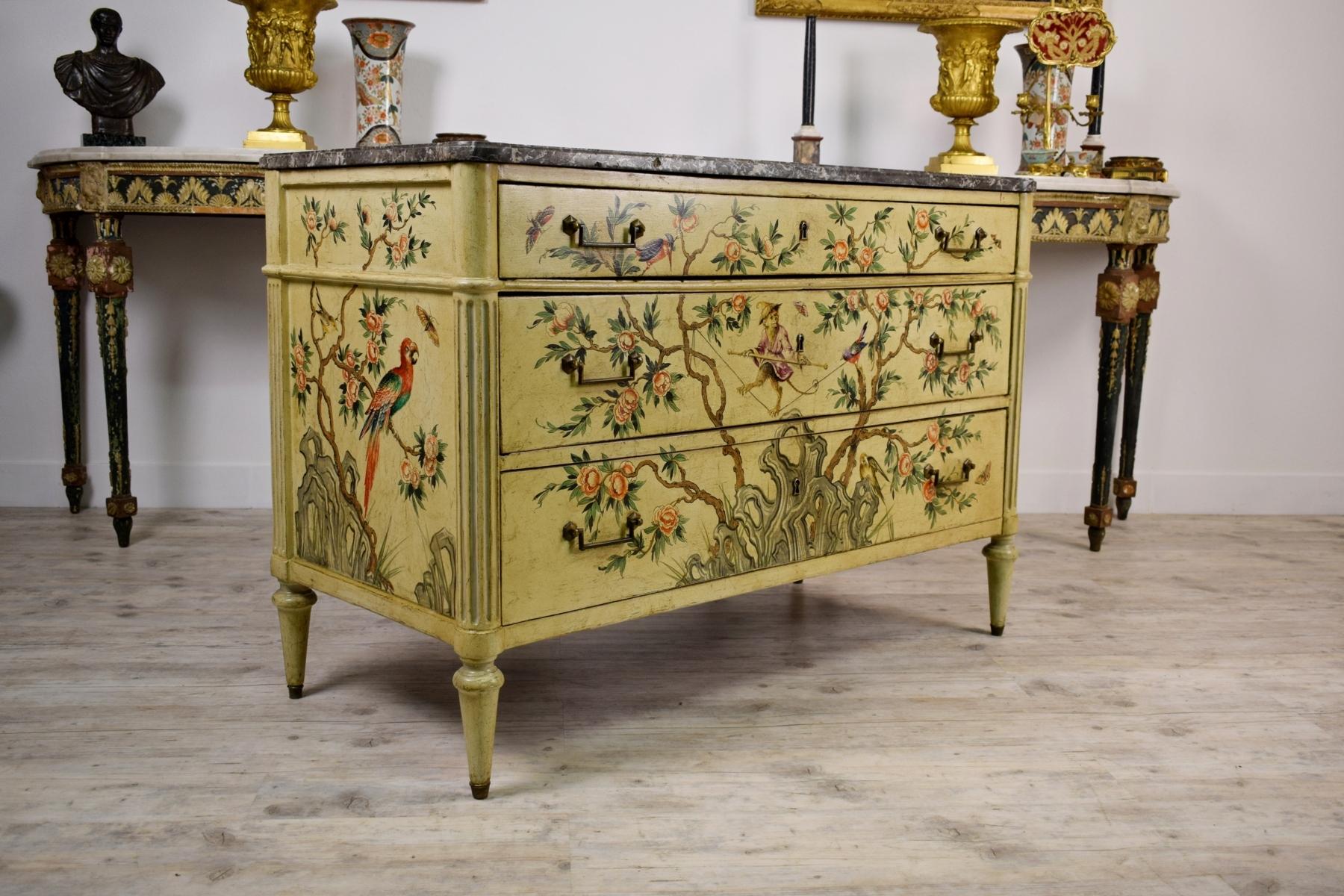 Piedmont Chinoiserie Lacquered Wood Chest of Drawers, 18th Century 7