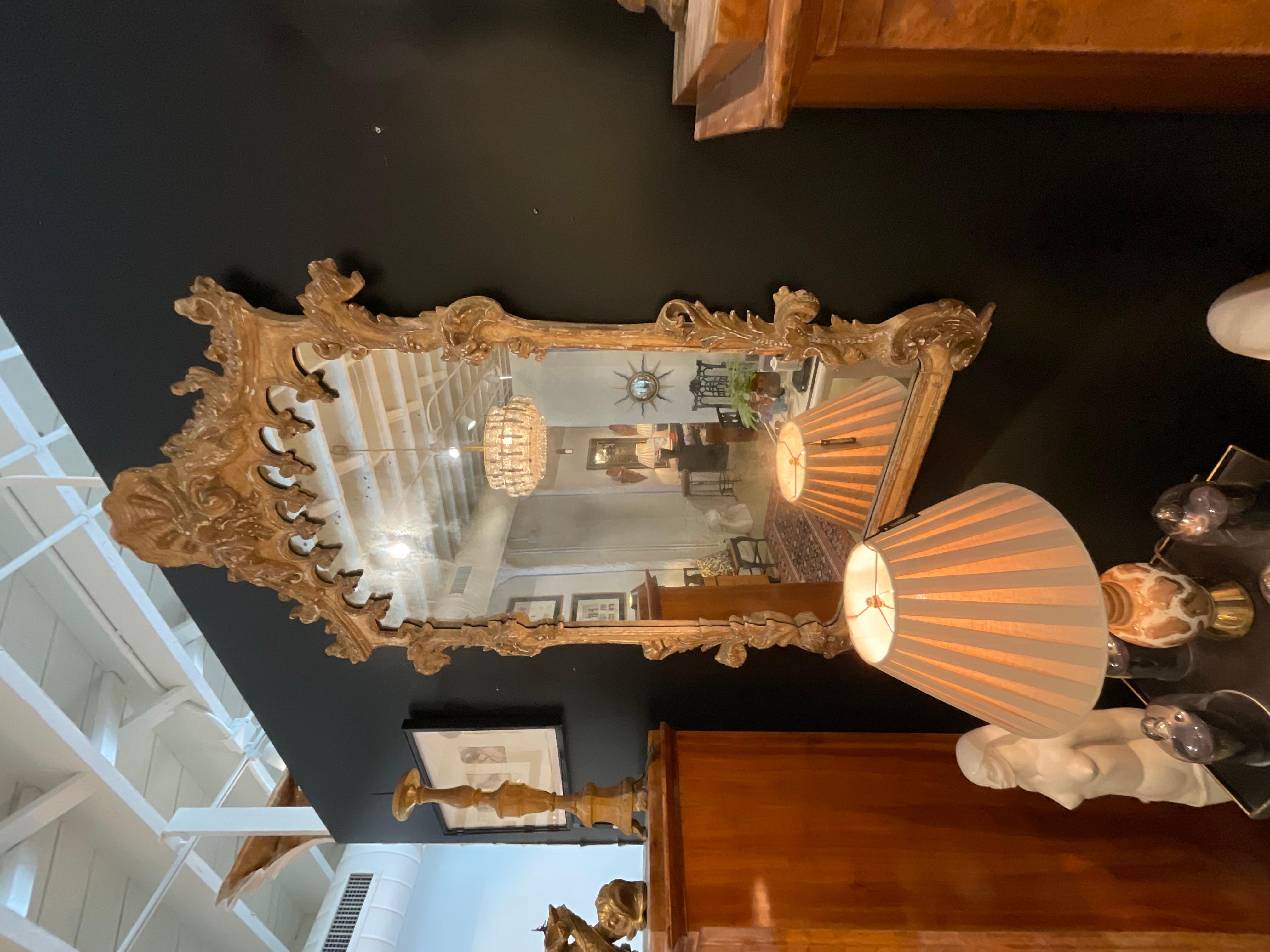 North American Piedmontese Rococo Style Trumeau Mirror for Quatrain