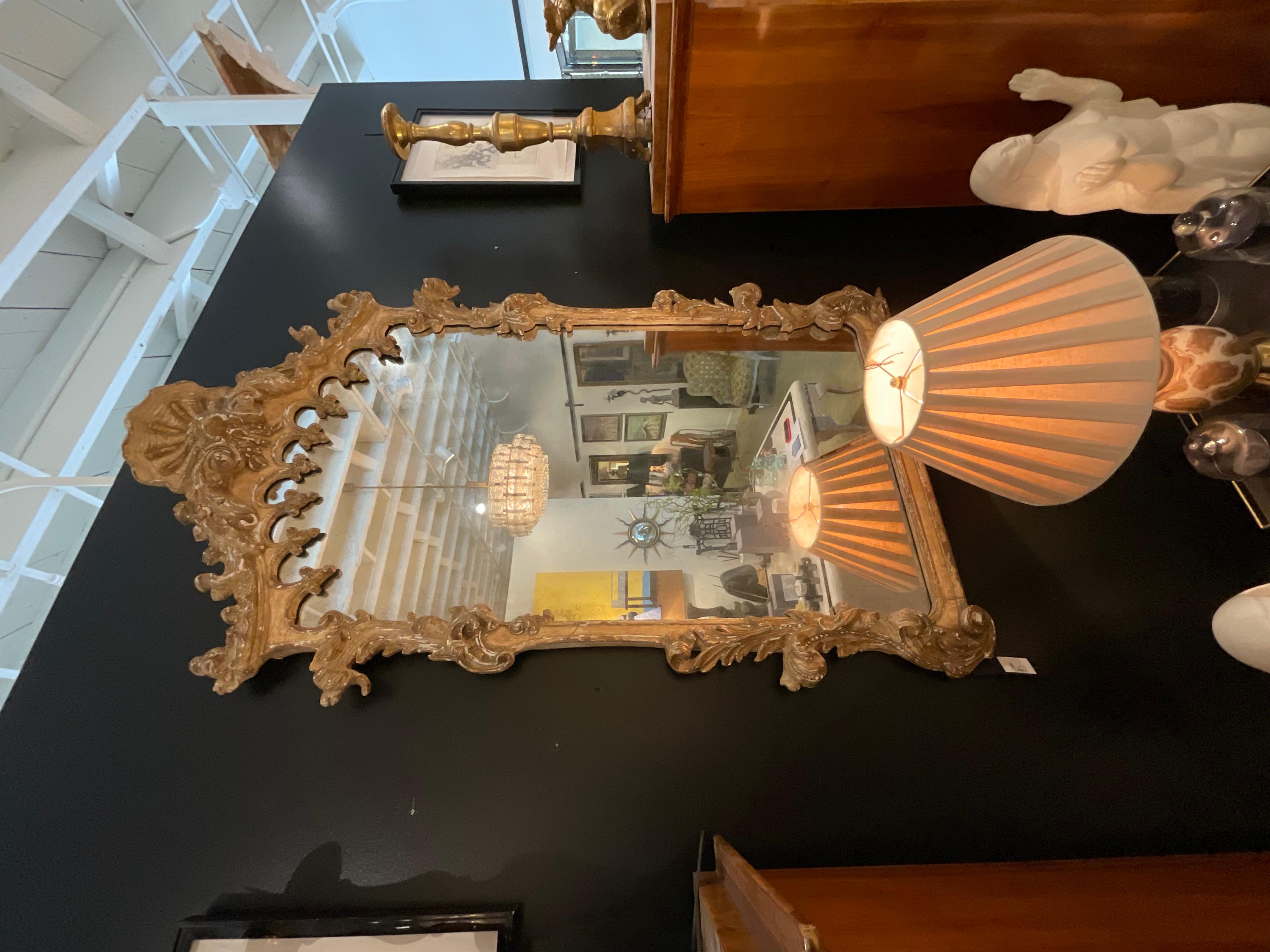 Hand-Carved Piedmontese Rococo Style Trumeau Mirror for Quatrain