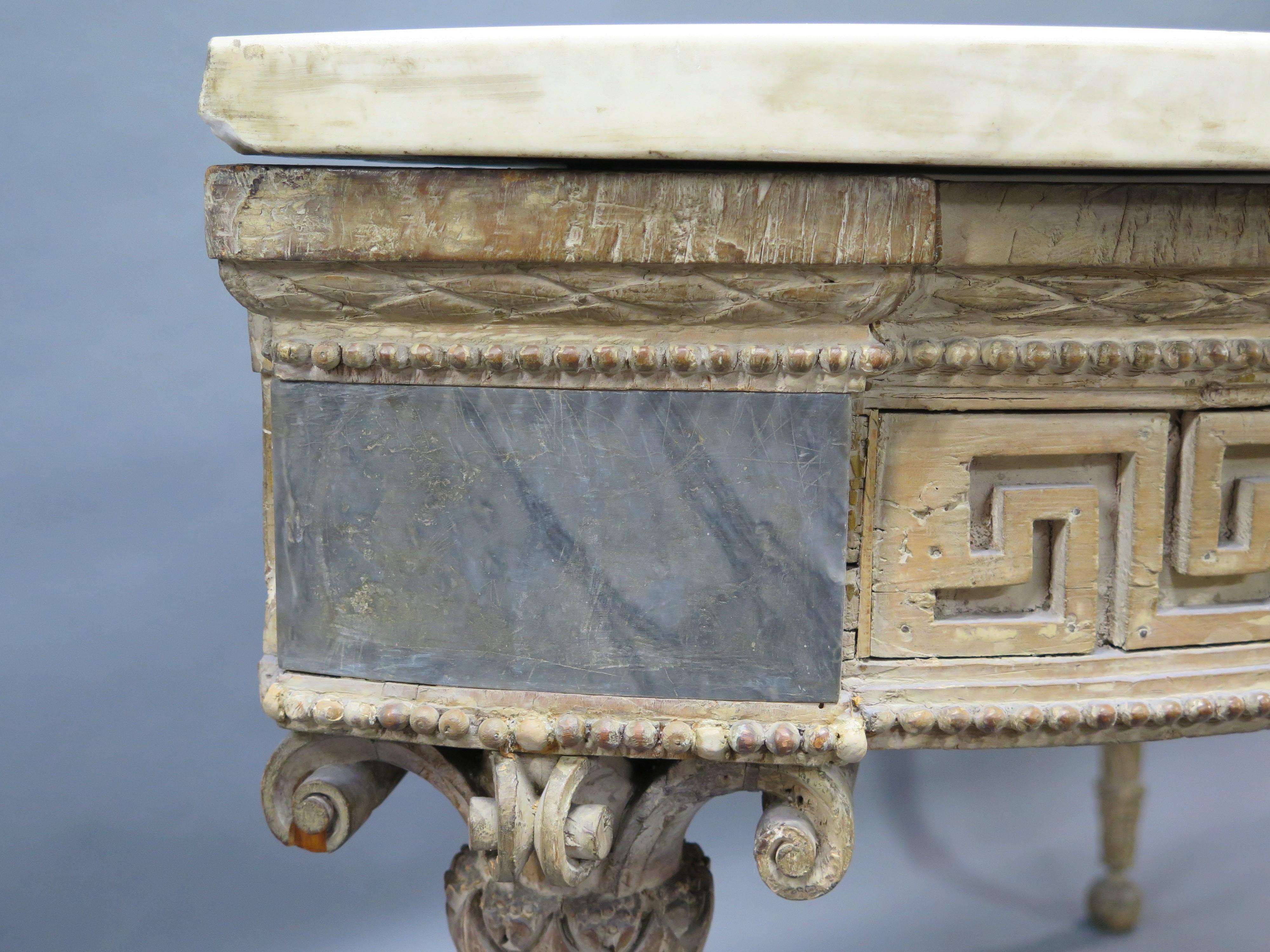 Piedmontese Side Table / Console with Marble and Scagliola Top For Sale 3
