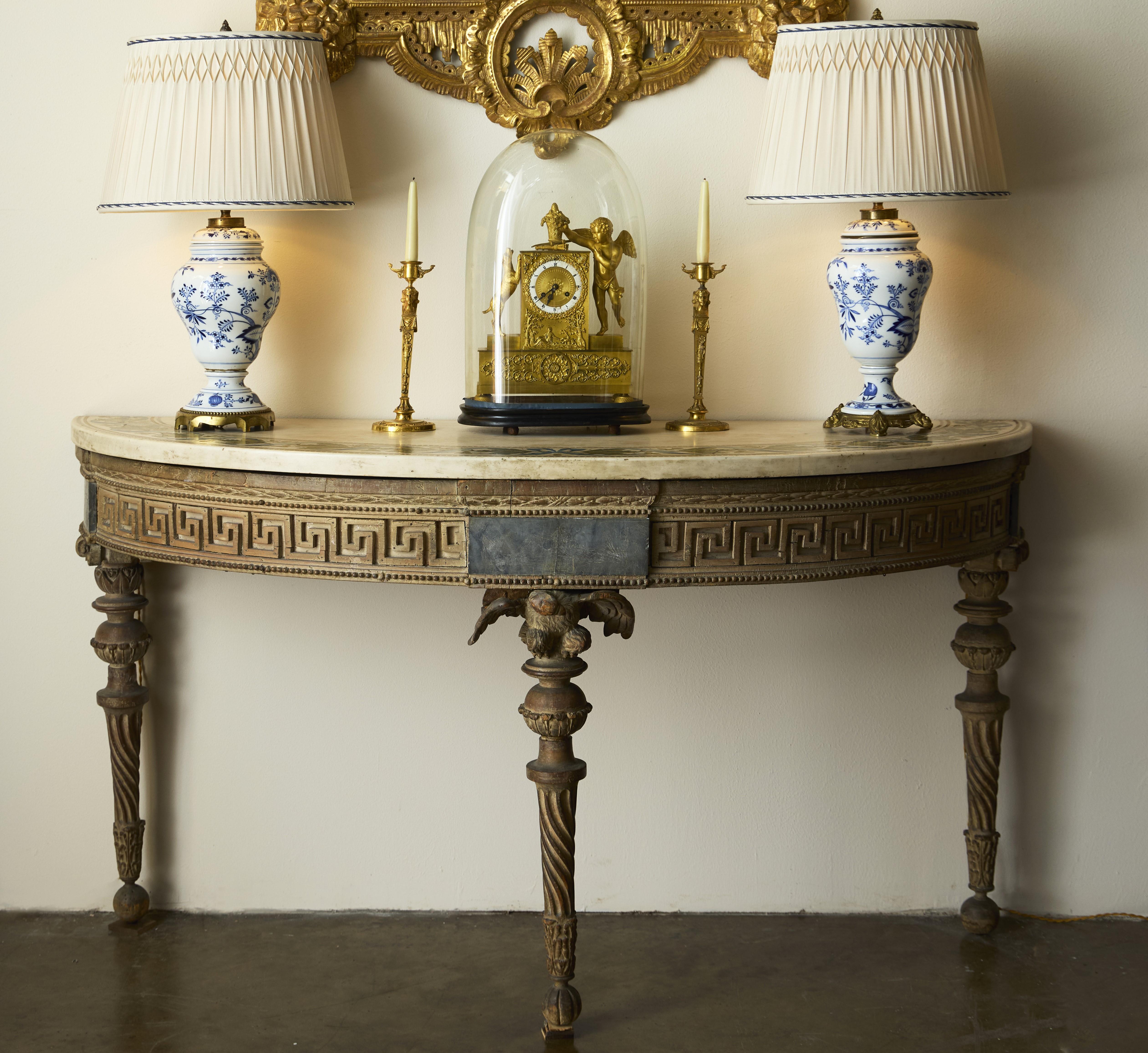 Neoclassical Piedmontese Side Table / Console with Marble and Scagliola Top For Sale