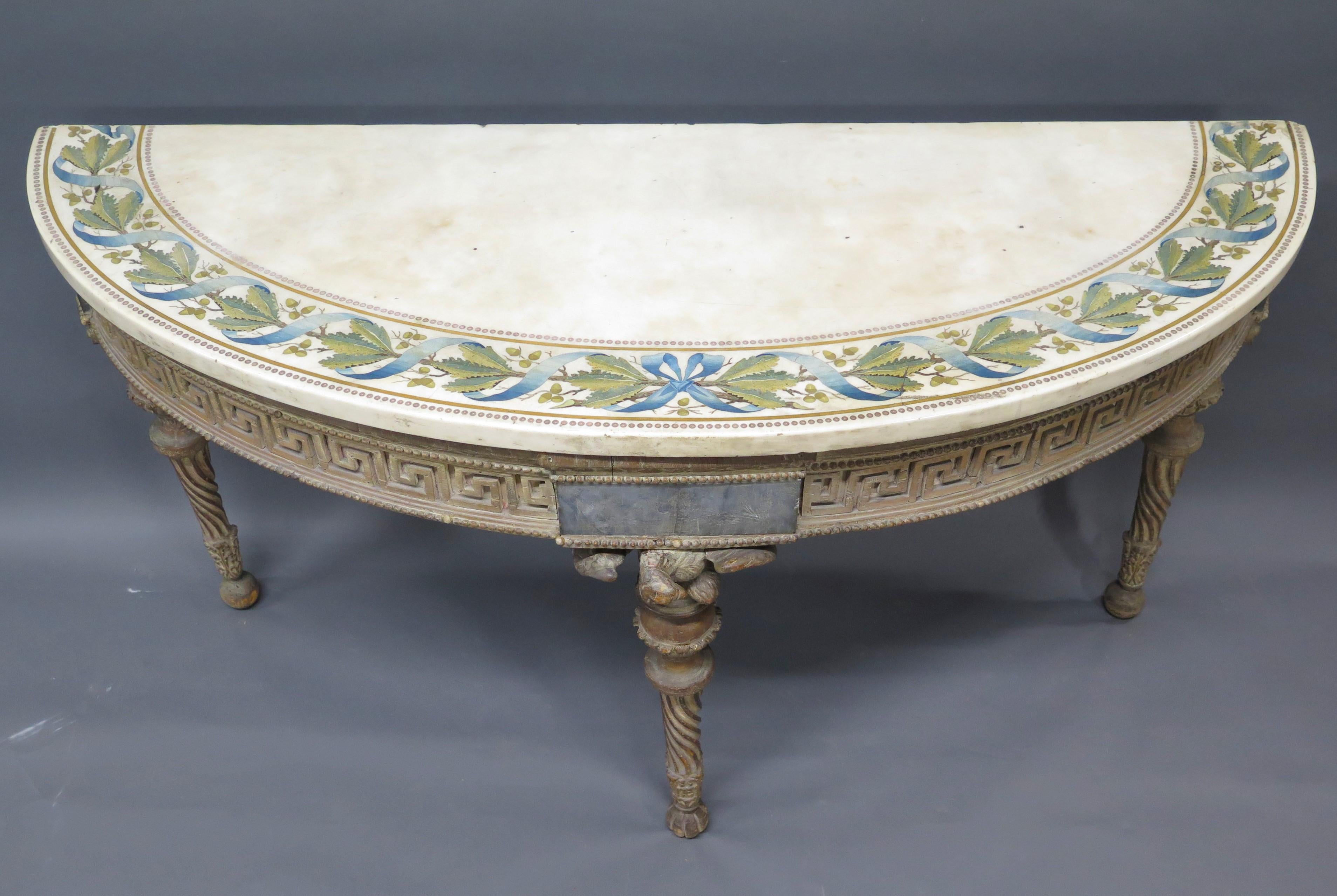 Italian Piedmontese Side Table / Console with Marble and Scagliola Top For Sale