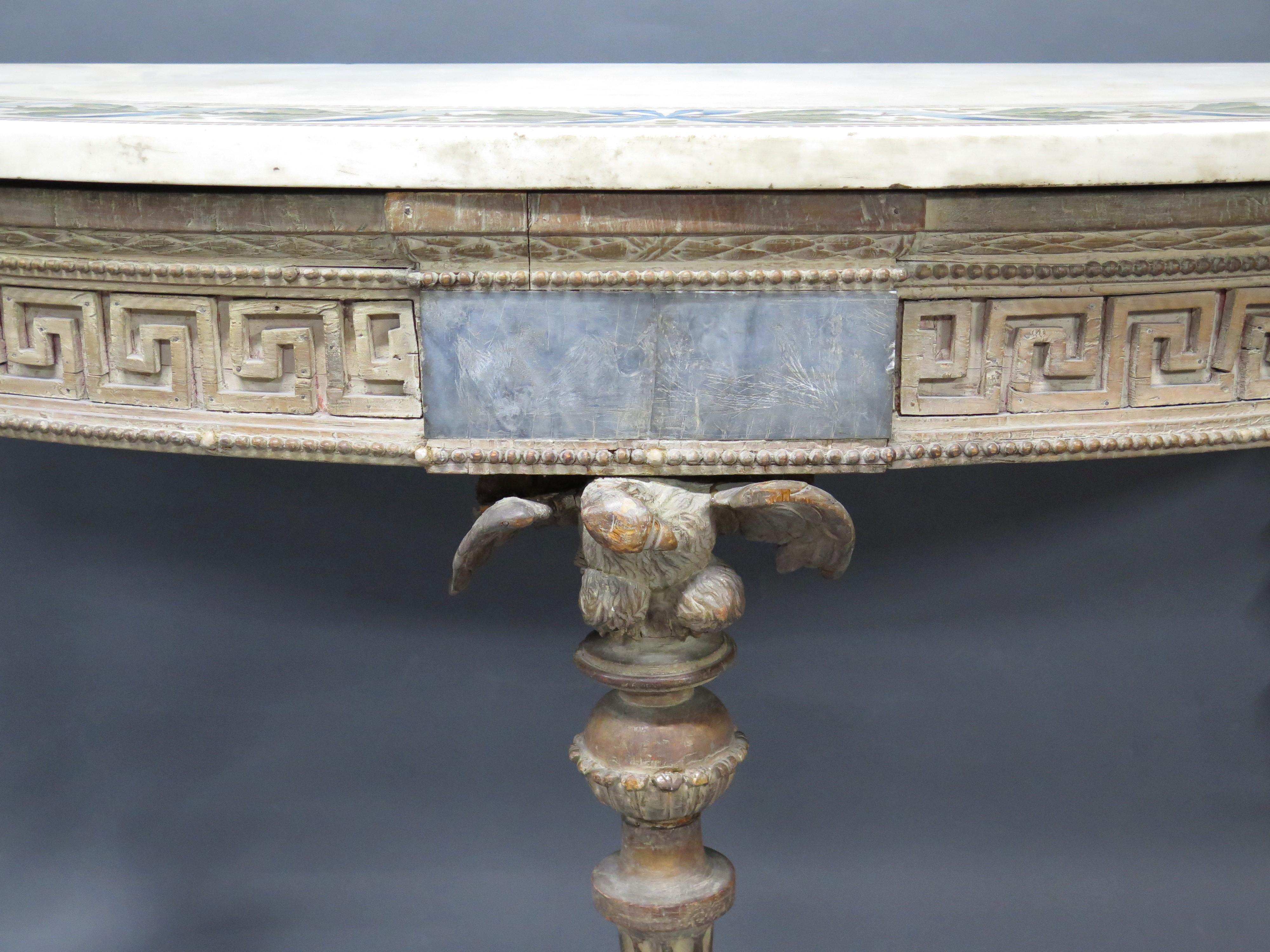Piedmontese Side Table / Console with Marble and Scagliola Top For Sale 1