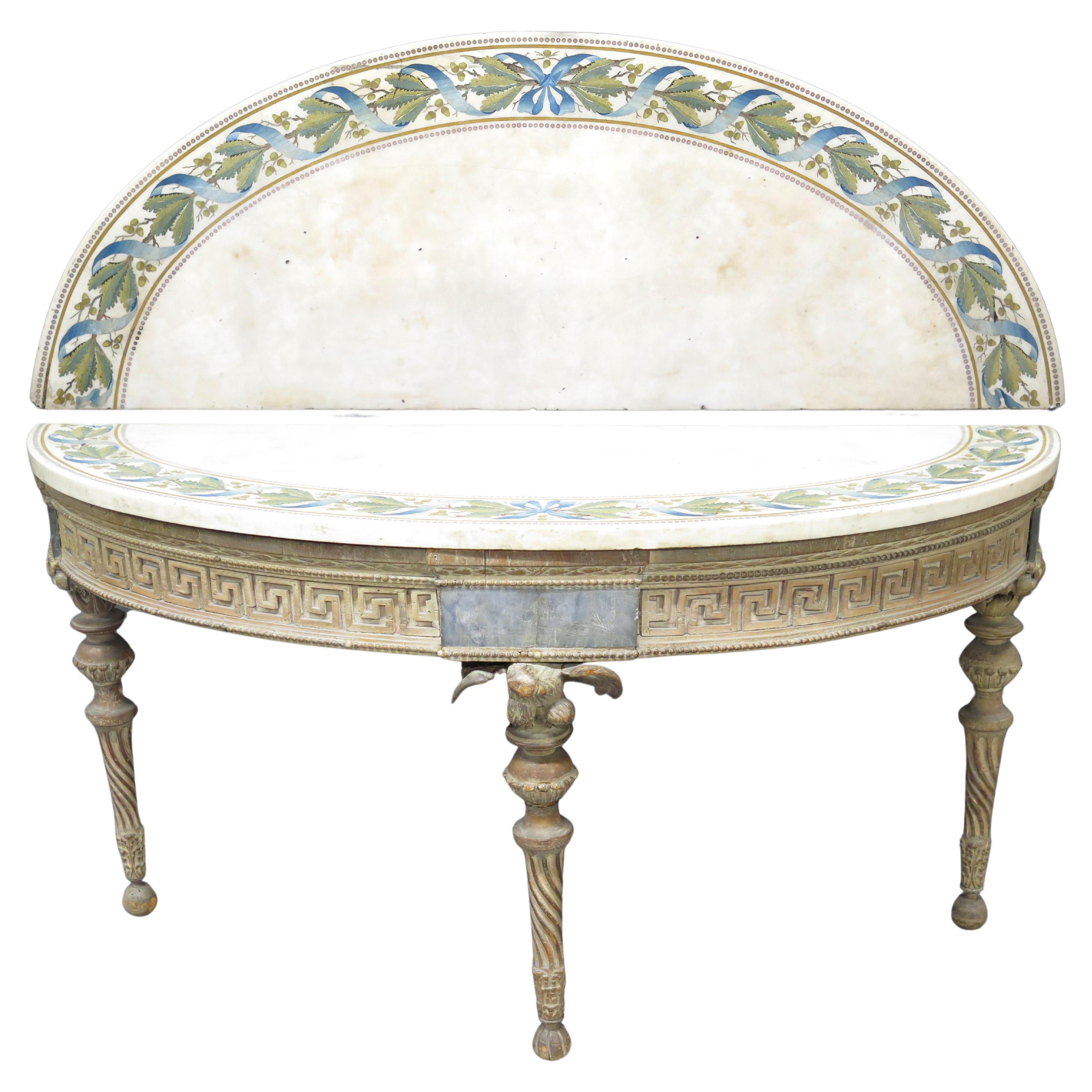 Piedmontese Side Table / Console with Marble and Scagliola Top For Sale