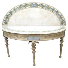 Antique Piedmontese Side Table / Console with Marble and Scagliola Top