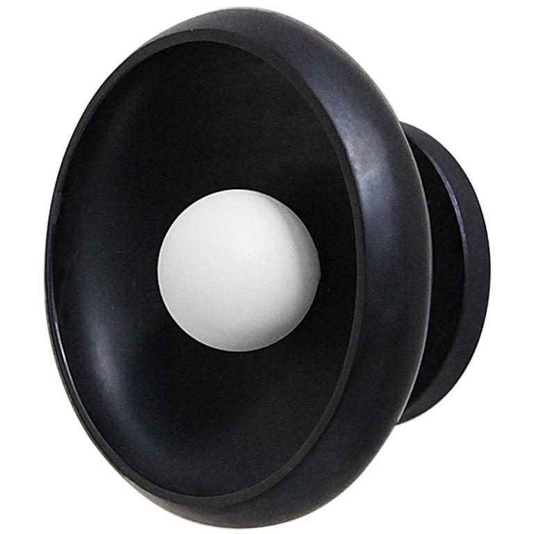 Sconce in Hand Carved Black Marble, Piedra Lighting Collection For Sale