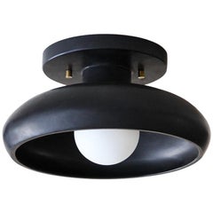Semi Flush Mount in Hand Carved Black Marble, Piedra Lighting Collection